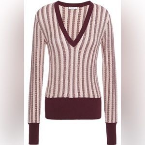 Equipment Femme PIERETTE Silk Blend Sweater Womens Small Striped V Neck